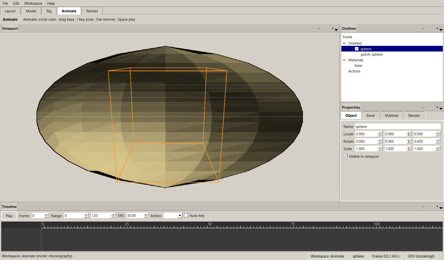 Olds Cool 3D Master — Animate workspace with the dope-sheet timeline